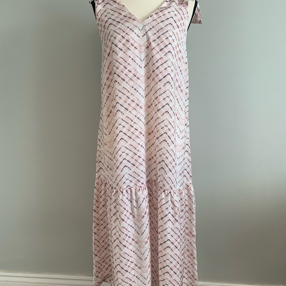 Banana Republic  Tie Shoulder Midi Flounce Hem with Shirring Women's Dress XSP - Picture 5 of 11